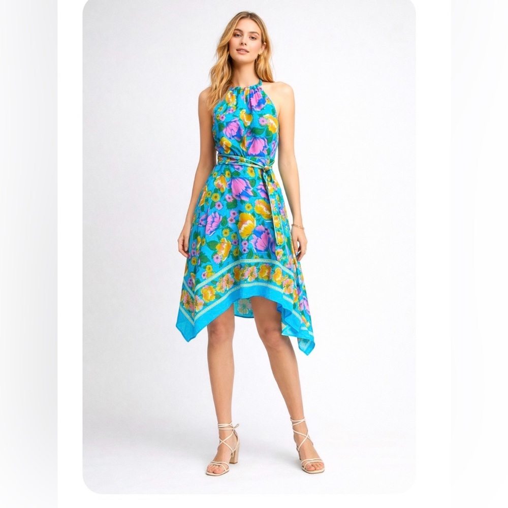 Anthropologie Lilka Dinan floral festival boho Halter mini Dress